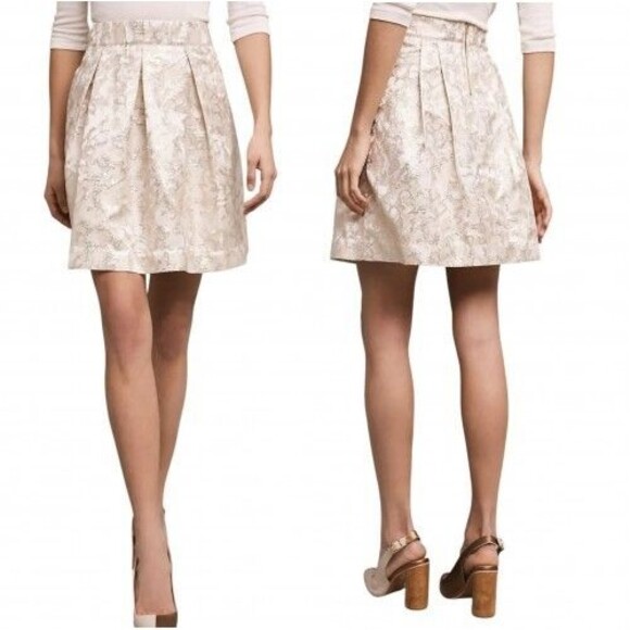 Anthropologie Dresses & Skirts - Anthropologie Maeve Rust Garden Skirt Size Large Metallic Brocade Gold